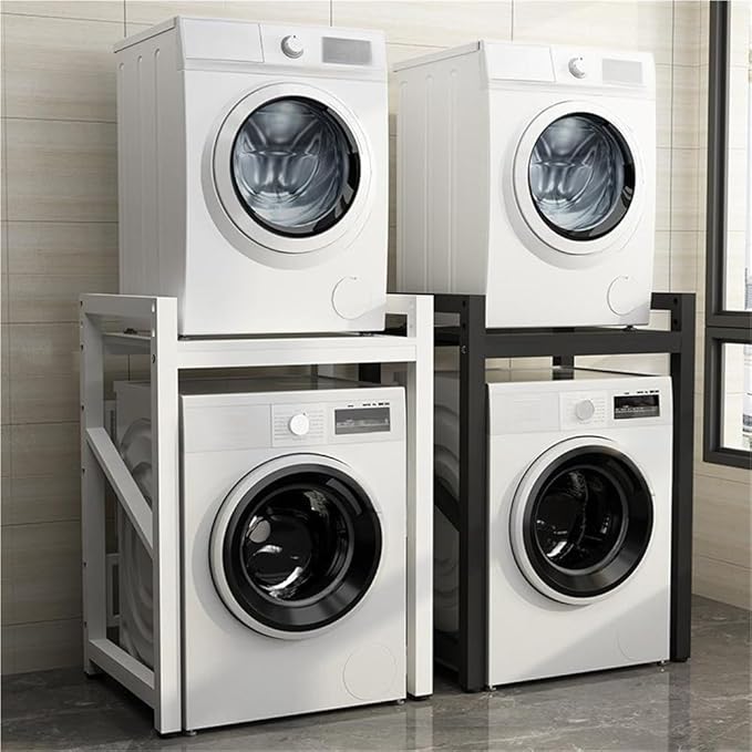 Over Washer and Dryer Storage Rack with Shelves, Freestanding Laundry Room Shelf Unit, Gap Shelf Laundry Stand, Space-Saving Organizer for Laundry Room(White)