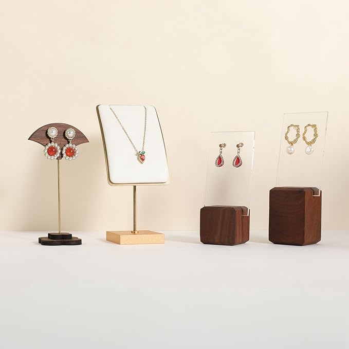 GemeShou White jewelry necklace display for sale, gold necklace and earring holder, velvet jewelry organizer necklace hanger【White】