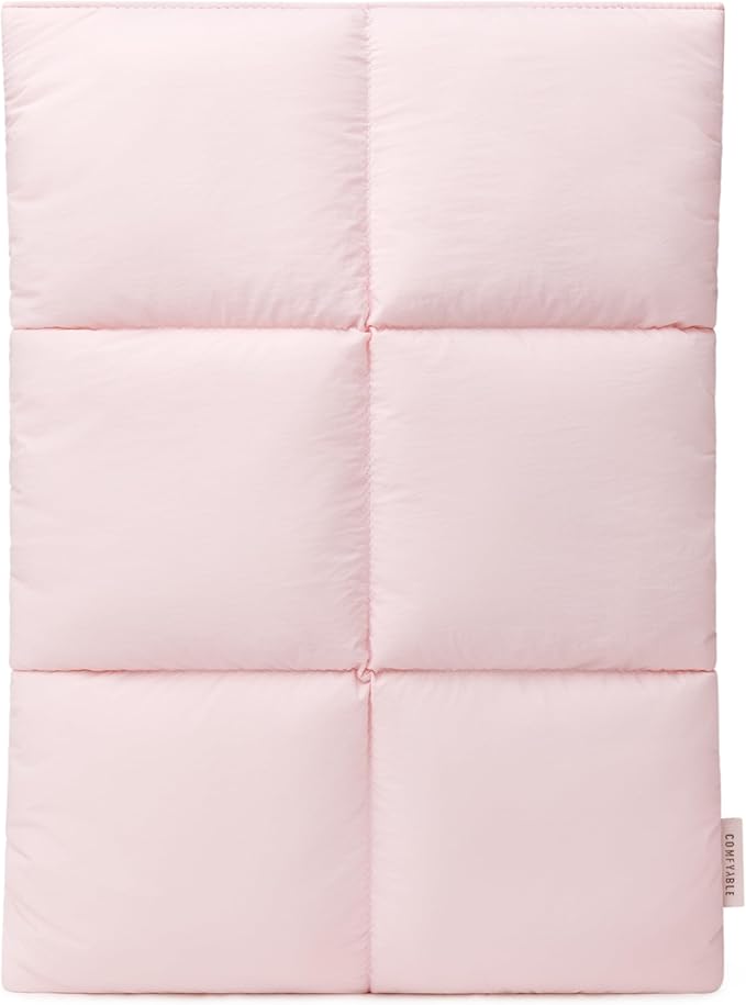 Comfyable Puffy Laptop Sleeve 15 Inch 16 Inch, Quilted Puffer Laptop Carrying Case, Pillow Pouch Compatible for MacBook Air 15 in M4 2025 & MacBook Pro 16 in M4 2024, Light Pink
