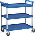 Blue Utility/Bussing Cart with Three Shelves - 42" x 20"