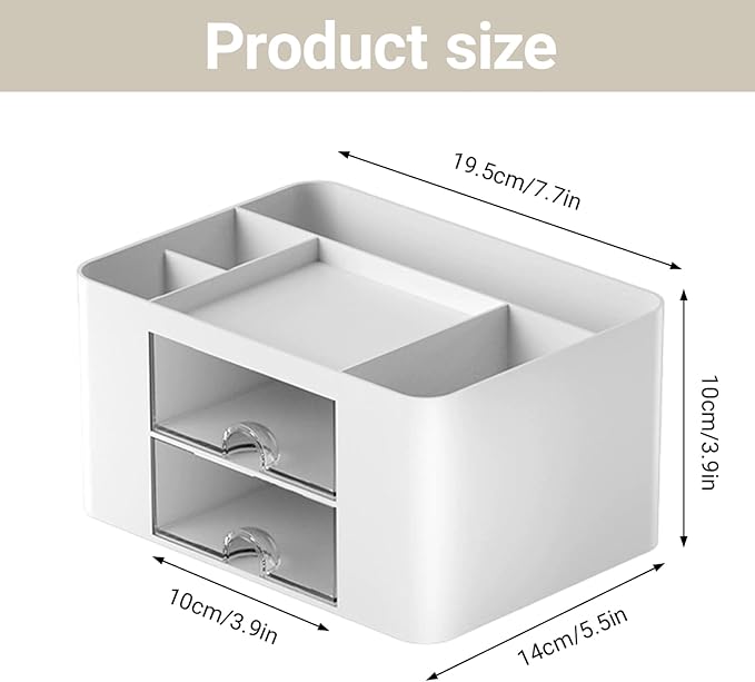 Makeup Organizer, Makeup Organizer with Drawers, Cosmetic Storage Box, Clear Desktop for Brushes, Skincare, Office Supplies, Cosmetic