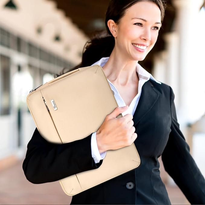 Voova Laptop Sleeve Case 13 13.6 Inch with Handle, 360°Protective Waterproof Slim Computer Bag Cover Compatible with MacBook Air 13 M1/M2/M3/M4 2020-2024, MacBook Pro 13, IPad Air/Pro 13, Beige