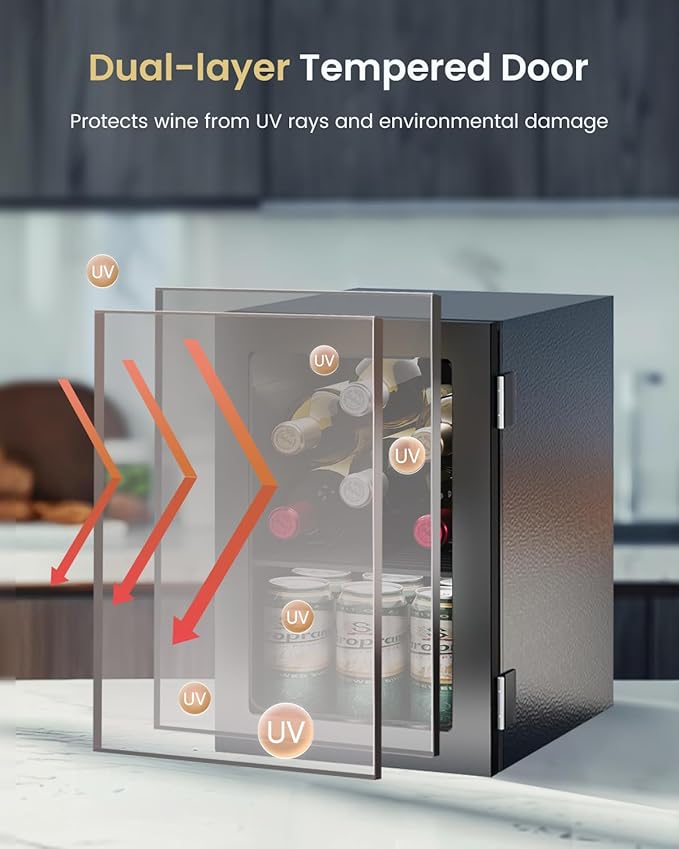 24 Cans Beverage Refrigerator Cooler - Mini Fridge with Digital Temperature Control, Soda Wine Beer Drink Fridge - Small Refrigerator for Office Home Bedroom Dorm Bar, Black