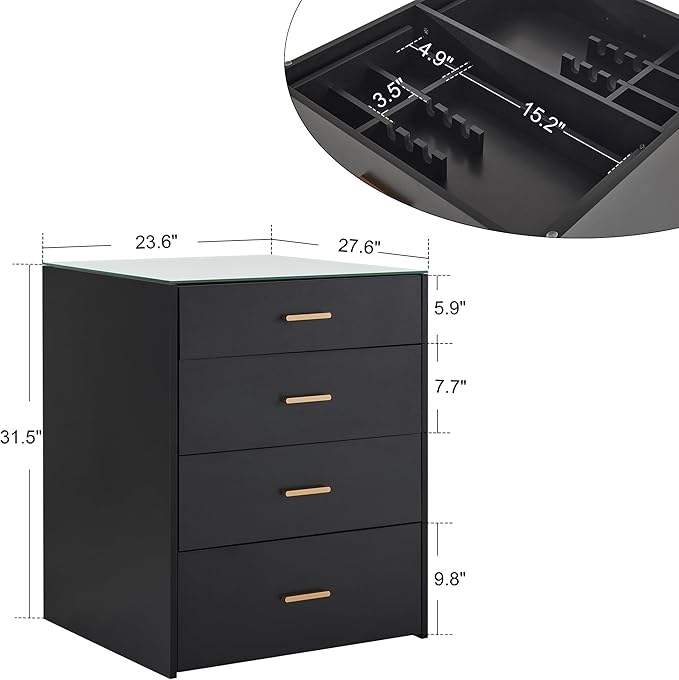BarberPub Dual Directional Tool Cabinet, Barber Cabinet with 8 Storage Drawers, Styling Salon Station for Hair Stylist, Double-Sided Tool Organizer with Glass 2017 (Black)
