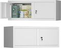 Floating Storage Organization for RV, Hanging Cabinets with Key, 13” H 2 Door Locking Wall Storage Cabinet for Kitchen, Pantry, School, Wall Storage with Lockable Doors, Assembly Required