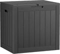 Outdoor Storage Deck Box Waterproof,Garden Tool,Backyard Cushion,Poolside Storage,Small Resin Delivery Boxes for Outside,Lockable Lid (32 Gallon, Black)