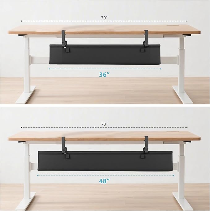 Oxford Cloth Under Desk Cable Management Tray,No-Drill 36" Desk Cable Management Organizer with Clip/Screw Installation,Fabric Cable Management for Home,Office & Gaming Computer(Black)