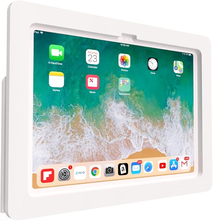 TABcare Anti-Theft Acrylic VESA Enclosure for Apple iPad 10 10.9" 2022, iPad 11" 2025 A16 with Free Wall Mount Kit & 90-Degree Angle USB C Charge Cable (White)