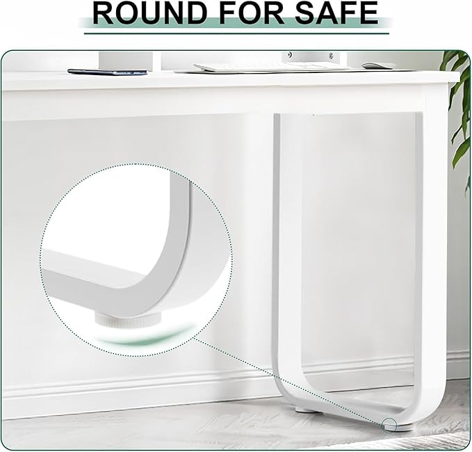 55 Inch Reversible L Shaped Desk with 3 Drawers, White Craft Desk with Storage, Corner Computer Escritorio with Shelves and Monitor Stand for Bedroom, White
