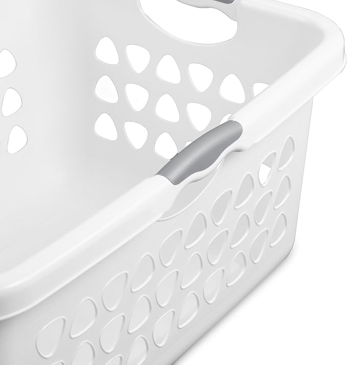 Sterilite 4 Pack Ultra Laundry Basket, Plastic Clothes Hamper, Large Rectangle Bin with 4 Comfort Grip Handles, 2 Bushel Capacity, White