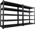 2 Pack Garage Shelving Heavy Duty Storage Shelves 3000LBS Adjustable Garage Shelves 5 Tier Metal Shelving Unit Utility Rack Shelf for Storage Kitchen Warehouse Pantry, Black,72" H x 59" W x 20" D