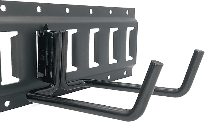 2 Pack E-Track Heavy Duty Shovel Hanger for Store Long Handled Tools,Large Steel Tool Double J Hook, Tool Hanger | E Track Accessories for Enclosed Trailer or Trucks (Black)