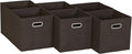 Household Essentials Foldable Fabric Storage Cubes 6-Pack – 11x11x11 Stackable Non-Woven Bins with Chipboard Sides & Grommet Handles – Closet, Shelf, Nursery, or Office Organizer – Chocolate Brown