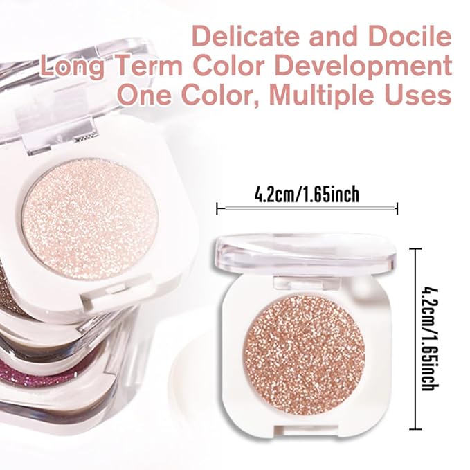 Light Brown Single Glitter Eyeshadow Makeup, Neutral Powde Eye Shadow for Women, Brown Shimmer Singles Eyeshadow Palette Pigmented Waterproof, sombras para ojos, Girls Christmas Eyeshadows Gift