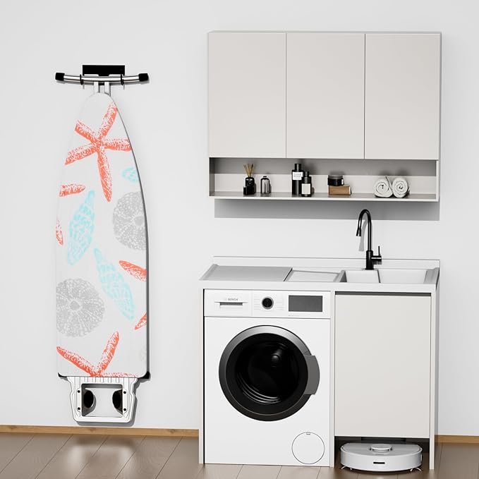 ORLESS Ironing Board Holder Wall Mount, Ironing Board Hanger, Iron Board Holder, Small Y or T Leg Iron Board Hook Wall Mount for Laundry Rooms, 6 Inch(Black)