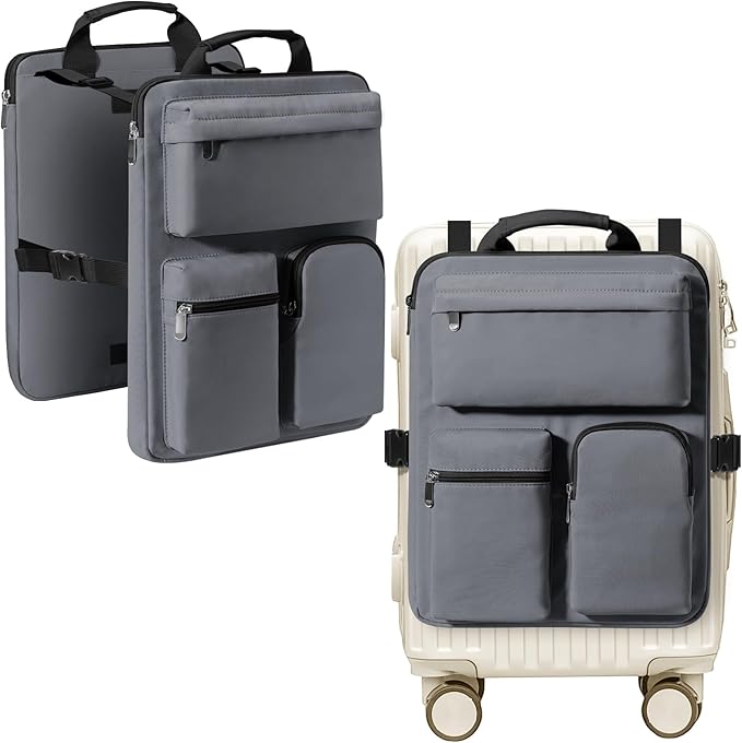 Over Luggage Organizer Bag for Suitcase with Multi Pockets, 16” Laptop Bag with Handle, Portable Travel Organizer Bags for Luggage with Adjustable Straps, Tote Carry Bag for Men Women(Grey)