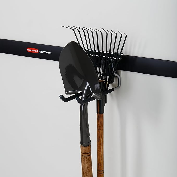 Rubbermaid Fasttrack Wall Mounted Garage Storage Utility Multi Hook for Tools, Chairs, Hose, Equipment, and Other Items, Supports 50 Lbs Each (8 Pack)