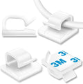 130 Pcs Cable Clips, Adhesive Cable Organizer Cord Holder Wire Clip Wire Management Self Adhesive Hooks Wire Holder for Office, Home(White, 130PCS-Large)