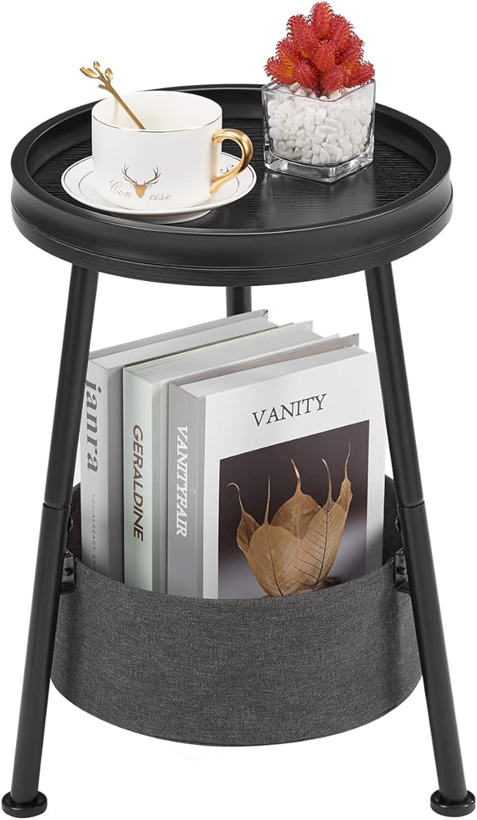 Round End Table, 11.8*17.8' Round Sofa Table, Small Round Table, Small Coffee Table, Living Room Bedroom