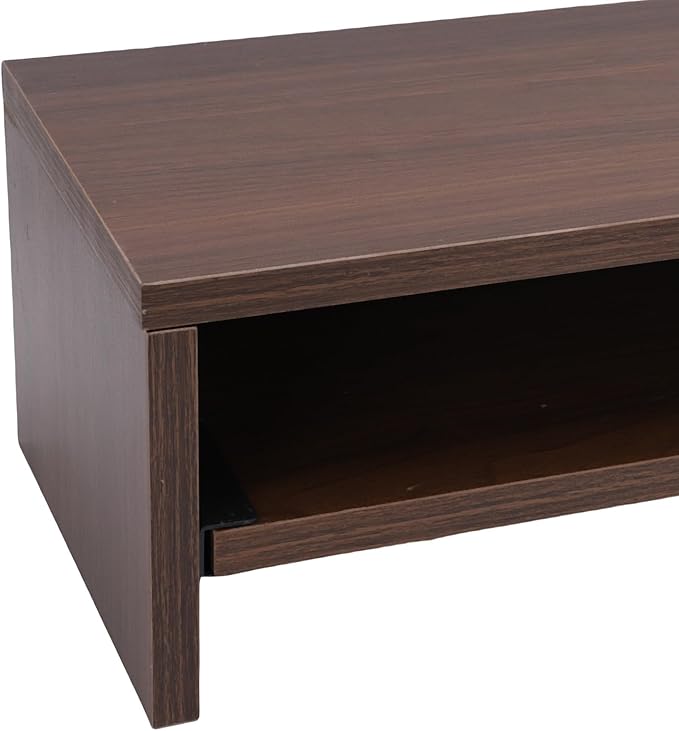 BAFOVY Desktop Monitor Stand Riser with USB Hub and Drawer, 20-Inch Wooden Desk Organizer for Laptop and Computer Screens, 15cm Height Adjustable Solution (Walnut Brown)