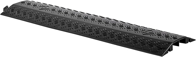 VEVOR 1 Pack Drop Over Cable Cover, 2 Channel Heavy Duty Cable Hose Protector Ramp, 38.3'' Floor Cord Cover, 17,500 lbs/Axle Load Capacity, for Traffic Areas, Indoor, Outdoor, Home, Office, Warehouse