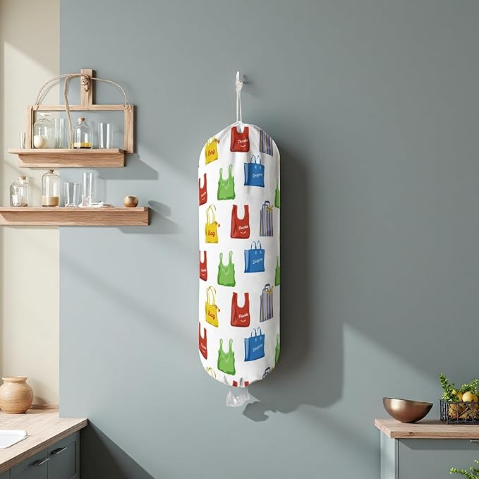 Plastic Bag Holder Wall Mount Grocery Bag Holder for Plastic Bags Organizer for Kitchen,Cute Cat Home Kitchen Decor Gifts for Women(Bag)