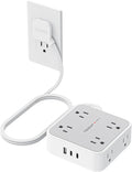 Surge Protector Power Strip, TESSAN Flat Plug Extension Cord with Multiple Outlets, 8 AC Outlets, 3 USB Ports(2 USB C), 5 Ft, 900 Joules Protection, 3-Sided Charging Station for Home Office Dorm Room