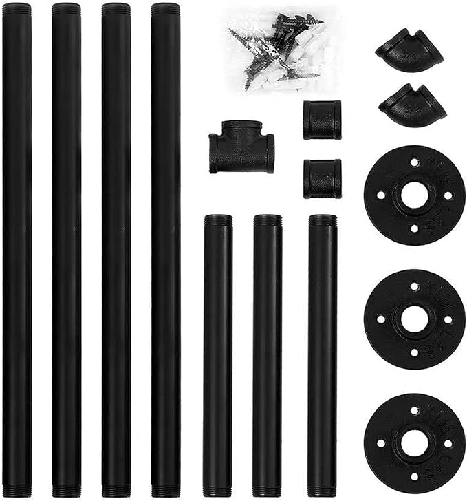 Oroonoko 72inch Industrial Pipe Clothes Rack Wall Mount For Hanging Rod Bar for Laundry Room, Closet Rod& Plant Hanger Up to Max Load 135Lb Black (72inch(1 Pack))