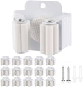 Verdenu 15 Pack Broom Holder Wall Mount, Mop and Broom Holder Wall Mount, Stainless Steel Command Mop Holder with Screws, Garden Tool Storage Organizer for Kitchen, Home, Bathroom, Garage, White