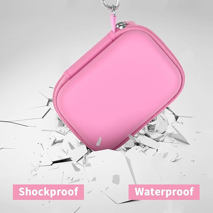 Carrying Case Compatible with Crucial X10/ X9 Pro 4TB/ 2TB/ 1TB Portable SSD, External Solid State Drive Hard Storage Holder Bag Fits for USB-C Cable (Box Only) (Pink)