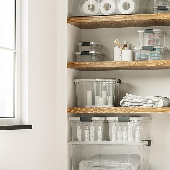 Superio Clear Storage Boxes with Lids, 4.5 Quart Plastic Container Bins for Organizing, Stackable Crates, BPA Free, Non Toxic, Odor Free, Organizers for Home, Office, School, and Dorm, 2 Pack
