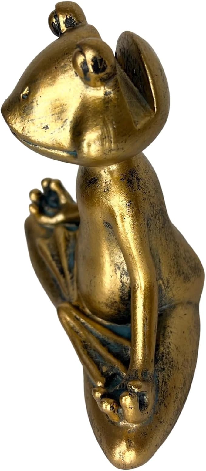Top Brass Yoga Frog Eyeglass Holder – Whimsical Reading Glasses Sunglass Stand – Funny Desk Nightstand Keeper Rack Display – Meditating Zen Lotus Pose Figurine