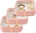 SANQIANWAN Set of 3 Small Stackable Jewelry Organizer Trays Mini Jewelry Drawer Oragnizer Small Jewelry Display Tray for Necklace Bracelet Rings Earrings and Makeup (LightPink)
