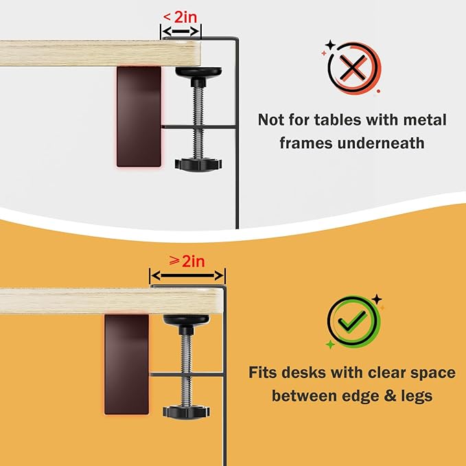 DELAMU 25'' Extended Under Desk Cable Management, No Dill Desk Cable Management with F-Clamp, Metal Cable Management Tray to Cord Organizer for Home Office, 1 Pack, Black