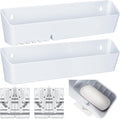 Umigy 2 Pack 11" Tip Out Tray for Sink with 2 Pairs of Hinges Front Sink Drawer Tip Out Tray Kit False Drawer Front Clips Flip Sponge Holder for Kitchen, White