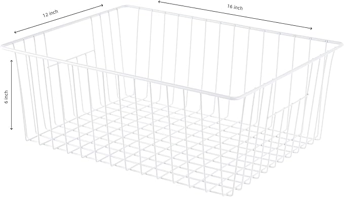 Freezer Organizer Bins - 3 Pack Stand Up Freezer Baskets for 16，17，21 cu.ft Upright Freezer, Wire Storage Baskets with Built-in Handles, Easy to Access Frozen Food Allow Air Circulation, White