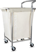 Laundry Cart with Wheels, Rolling Laundry Hamper with Wheels and Handle, Large Dirty Clothes Hamper for Laundry Heavy Duty, Beige
