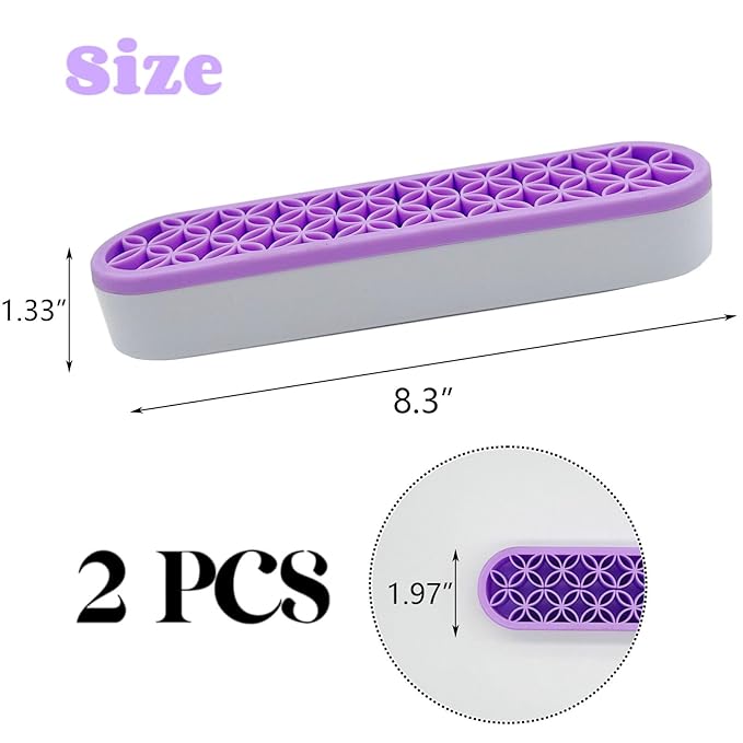 TANG SONG 2 PCS Silicone Make up Brush Holder Cosmetic Storage Box Desktop Organizers (Light Purple)