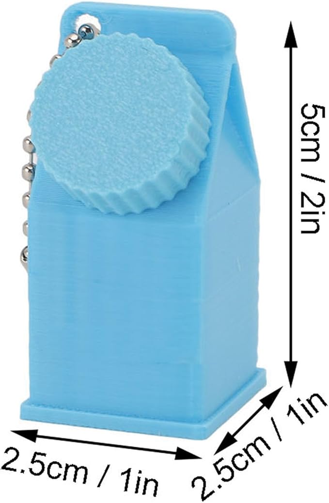 TOPINCN Milk Carton Box Keychain,Tolerant Holder Milk Carton Keychain Holder Mini Lactose Intolerance Pills Case Keychain Container (Blue)