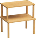 Cabinet Organizer Shelf(Set of 2),Kitchen Counter Shelves,Bamboo Stackable Expandable Spice Rack Countertop(Medium)