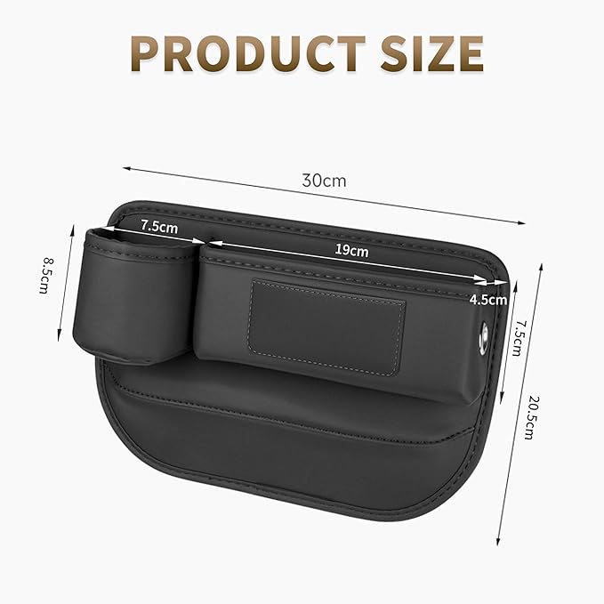 Kwak's 2 Pack Car Seat Gap Filler Organizer, Multifunctional Universal Storage Box with Cup Holder for Phone, Glasses (Black)
