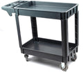 Heavy Duty Rolling Utility Service PP Cart with Wheels for Warehouse/Garage/Restaurants/Offices, 2-Tier HDPE Shelves, 600 lbs Capacity, 5" Caster Wheels (SC2500)