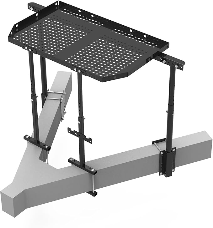 Adjustable Trailer Tray - RV Generator Rack with Innovative Design, 300 lbs Load Capacity, Ideal for Outdoor Storage of Motorhomes and RVs, Black