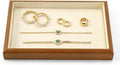 Oirlv Solid Wood Stackable Jewelry Organizer Tray Jewelry Drawer Organizer(Creamy-white)