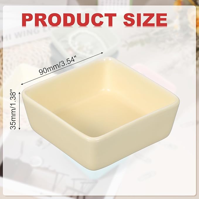 PATIKIL Square Paper Clip Holders, Ceramic Bowl Dish Clip Dispenser Organizer Desk Organizer Accessories for Office Desktop Decor Bobby Pin Binder Paper Clamp, Cream Yellow