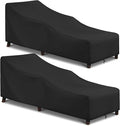 Arcedo Patio Lounge Chair Cover 2 Pack, Waterproof Outdoor Chaise Lounge Covers for Outdoor Furniture and Outside Stackable Cushions, 84" x 32" x 32" H, Black