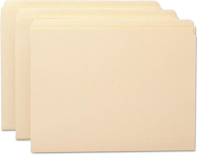 Smead File Folder, Straight-Cut Tab, Letter Size, Manila, 100 per Box (10300)