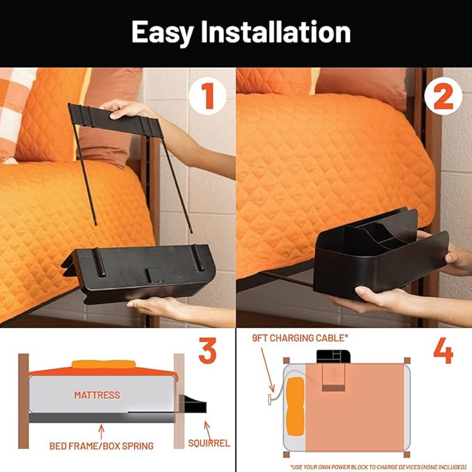 Squirrel Black Bedside Caddy