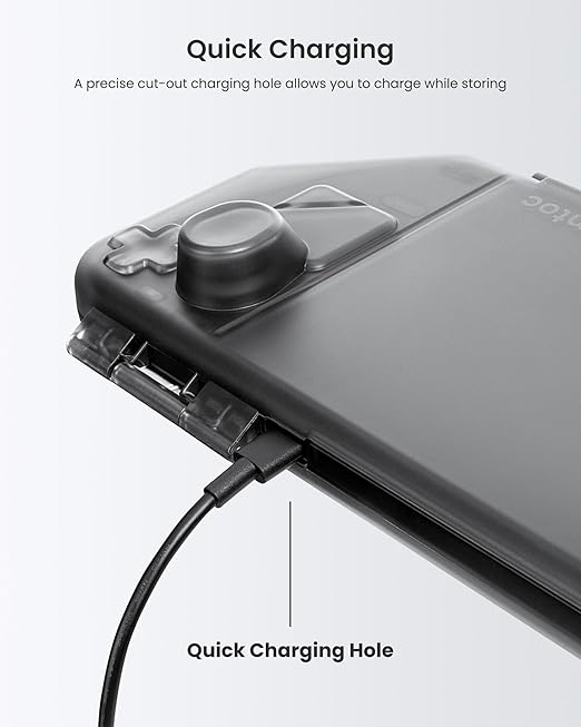 tomtoc Armor Case for Steam Deck/OLED, Steam Deck Hard Shell, Slim Portable Travel Carry Case, Shock-proof, Charging Convenience, with Military Grade Protection, Protective Cover