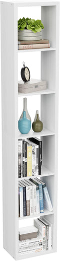 Tall Cube Storage Organizer Bookcase, 6 Tier 11 inch Open Back Cubical Shelf with Thickened Border, Display Bookshelf for Living Room, Home Office, Sturdy Room (White, 6 Cube,Vertical)